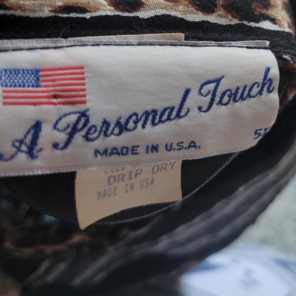 Vintage A Personal Touch 5X Animal Print Striped Button Down Tunic Top - Picture 4 of 5